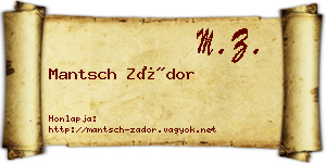 Mantsch Zádor névjegykártya